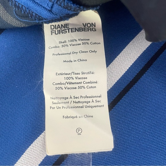 Diane Von Furstenberg Blue White Striped Crossover Jumpsuit 37651 - Picture 10 of 12